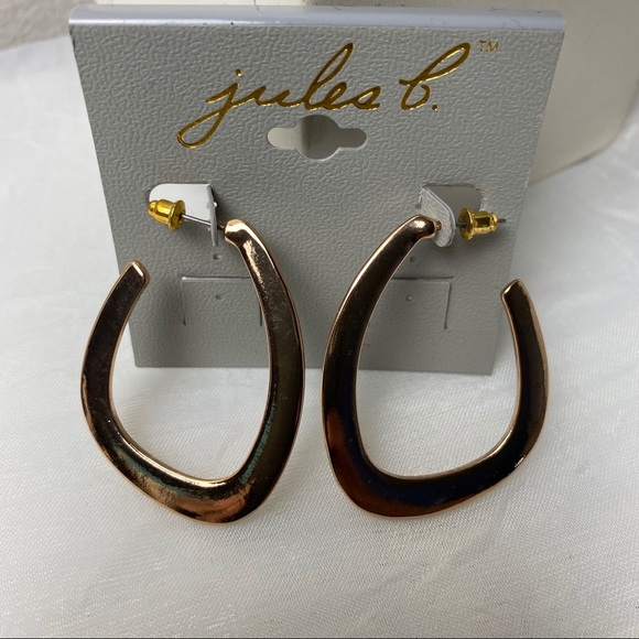 Jules B Gold Tone Geometric Hoop Earrings - Picture 2 of 5